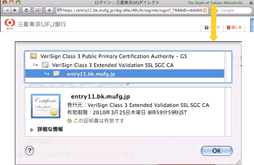 Webサイトの識別画面
