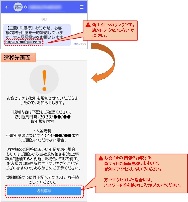 口座凍結」・「入出金制限」等のSMS・Eメールは詐欺です！（11月13日 ...